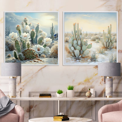 Cactus Charm In Winter - Cactus carré, ensemble de 2 collages