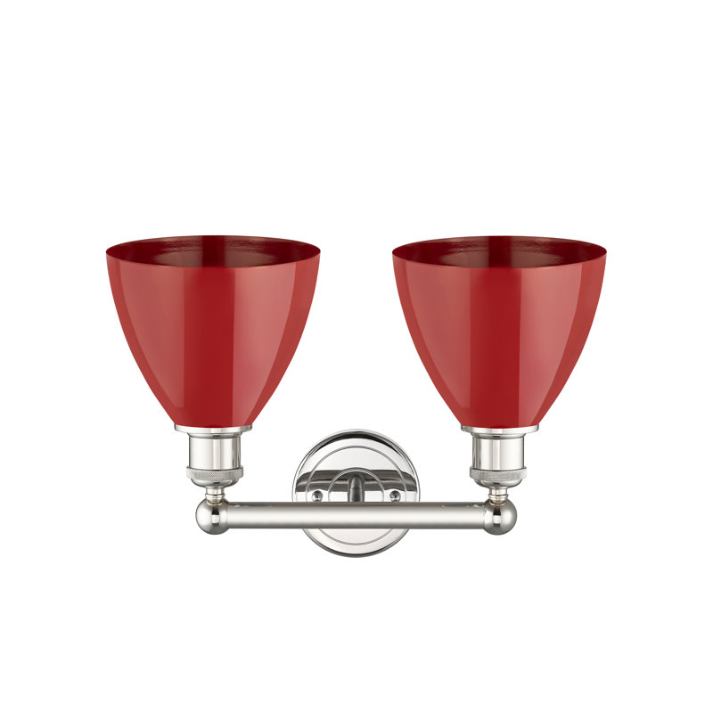 Éclairage pour meuble-lavabo de salle de bain 2 lumières 16,5 pouces Anjail Dome, Rouge, Nickel poli