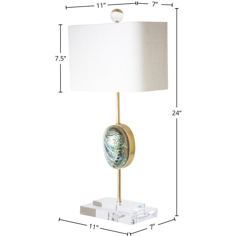 Sausilito 24" Tall Abalone Shell and Crystal Table Lamp, Cream