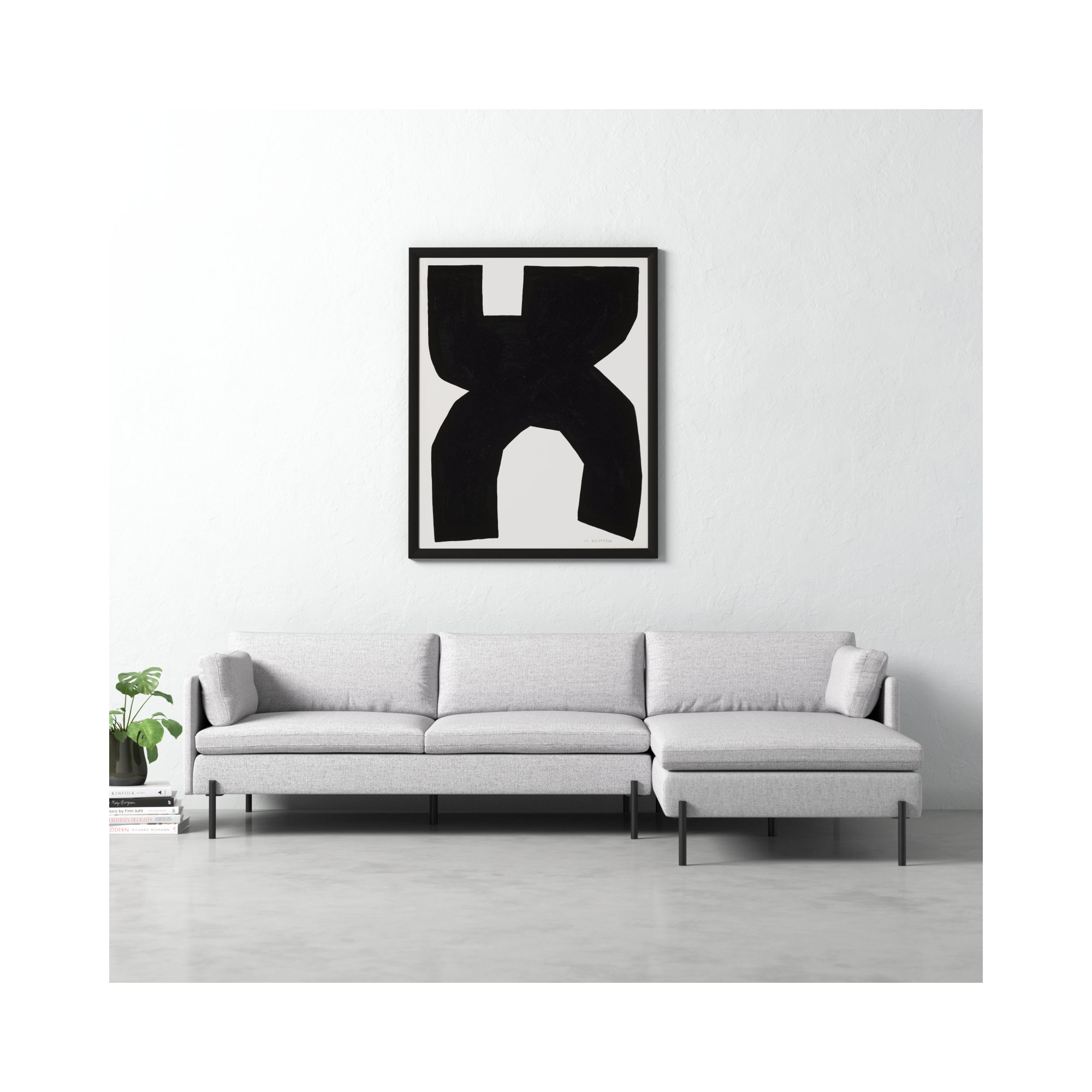 Module On White 1 by Michael Kempen, 50" H x 40" W x 1.25" D, Black