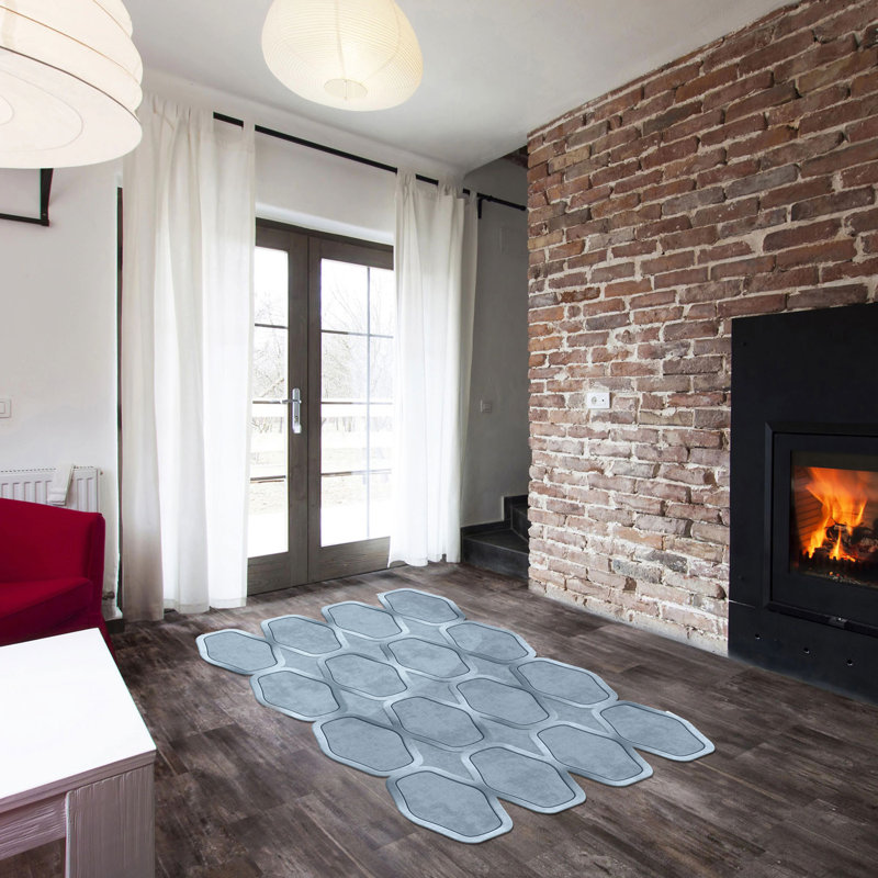 Tapis bleu uni en polyester tissé à la machine Novelty Austchi, Nouveauté 2 pi 7 po x 4 pi 11 po
