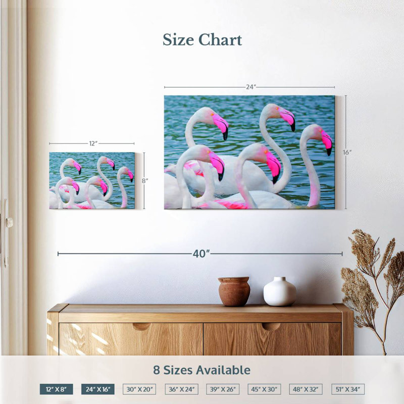 Flamants roses Brampt, H 16 po x l 24 po