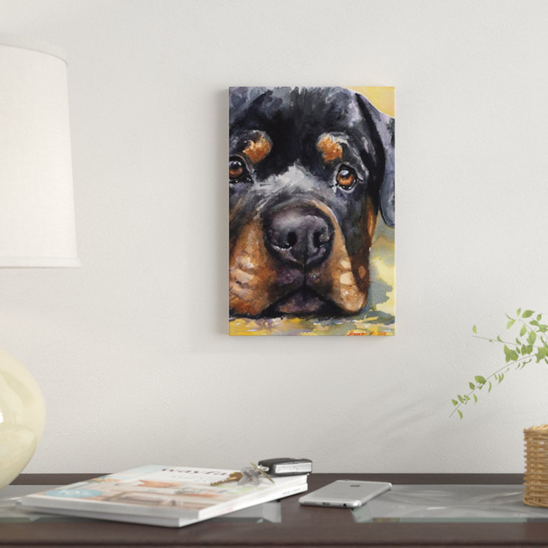Rottweiler, reproduction sur toile, H 12 po x l 8 po x P 0,75 po, Toile tendue, Pas de tapis
