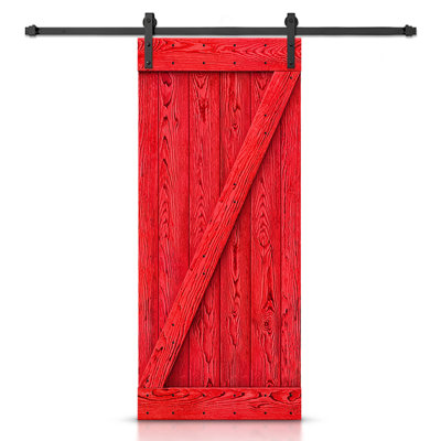 Panelled Wood and Metal Painted Barn Door with Installation Hardware Kit