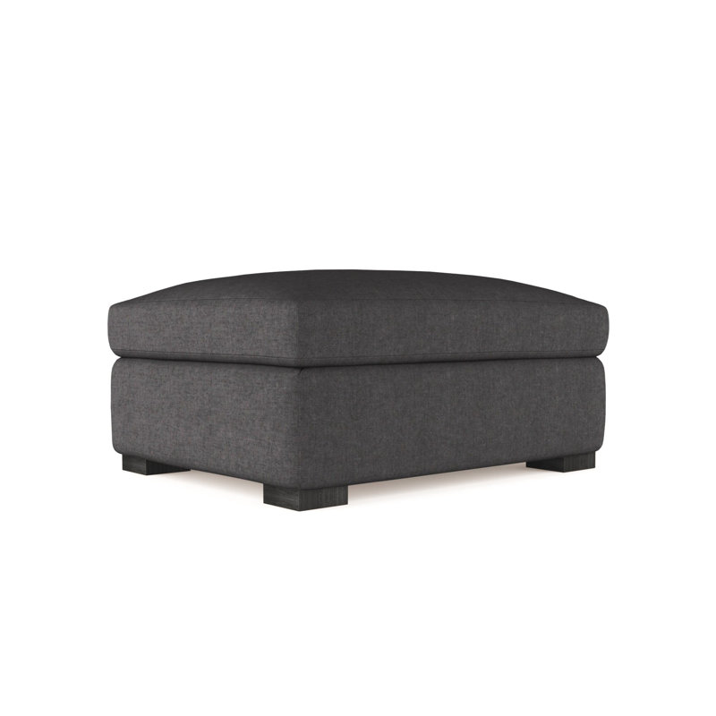 Crosby Ottoman, Plush Velvet Blue Print, Ebony