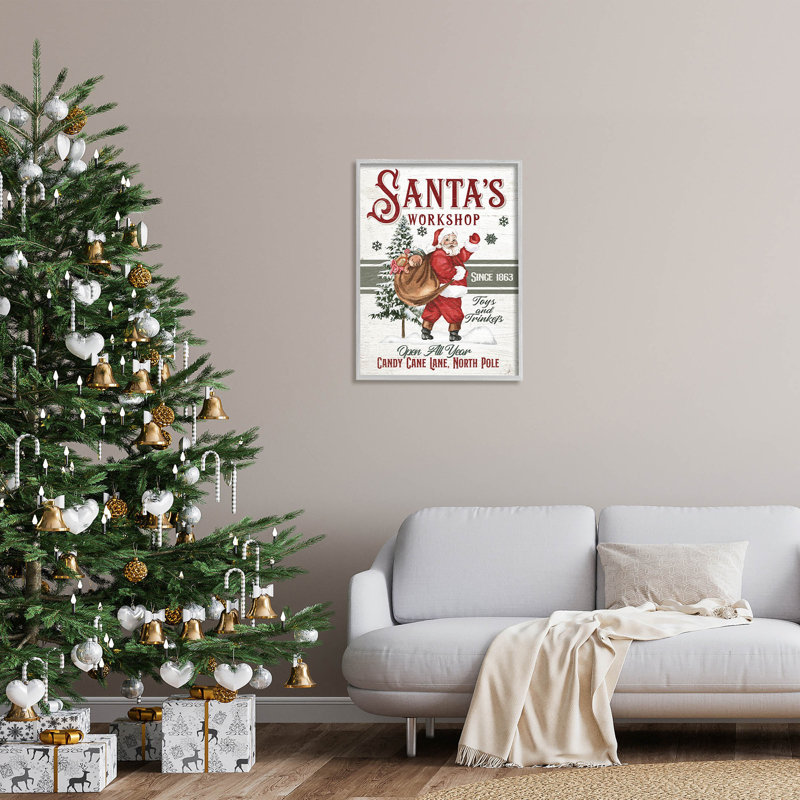 Père Noël atelier patiné - 195, H 30 po x l 24 po x P 1,5 po, Estampe numérique Farmhouse