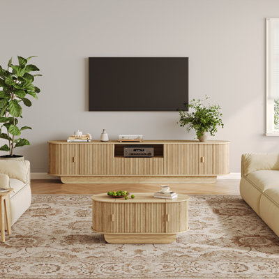 Fluted Tv Stand And Lift Top Coffee Table Set by Winston Porter