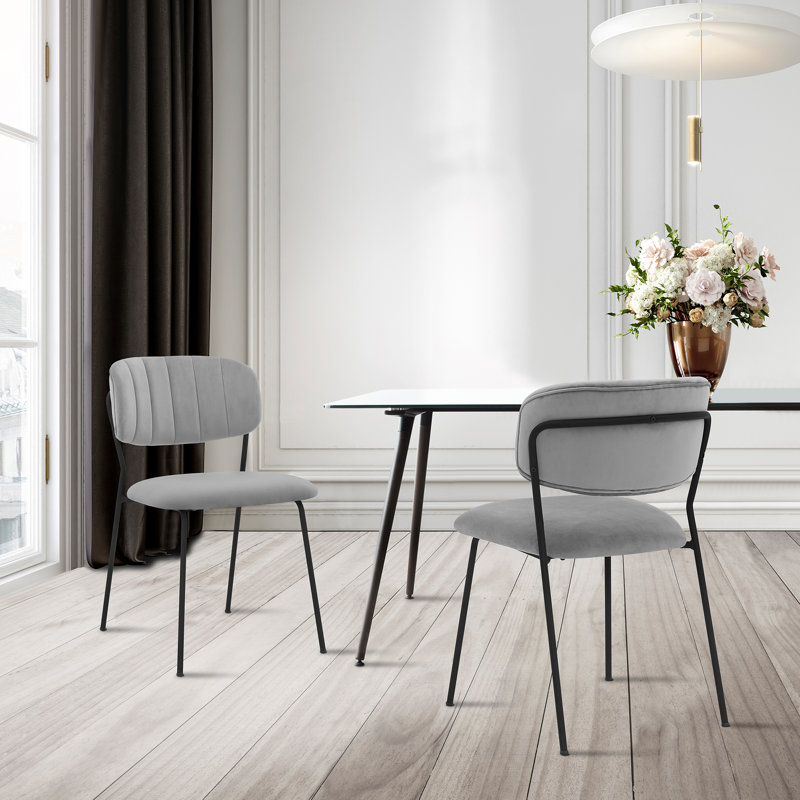 Barun Velvet Upholstered Metal Side Chair