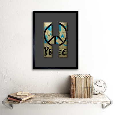 Letter H Peace Sign Decorative Graffiti 1 Piece Single Picture Frame Wall Art