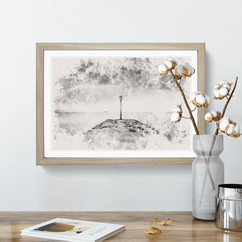 Sea View from Weymouth Dorset - Picture Frame Painting Print, 24cm H x 33cm W x 2cm D, Oak Framed Framed