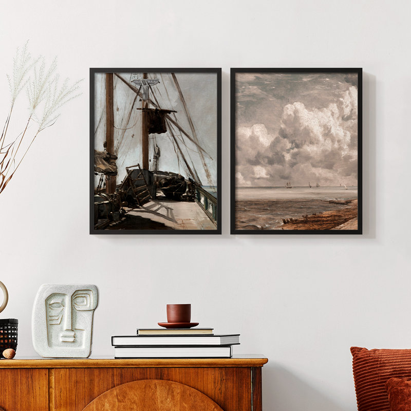 «Vintage NAUTICAL VII», 2 pièces sur papier, Noir, H 14 po x l 22 po
