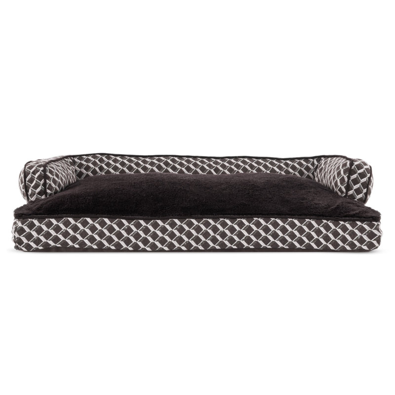Geometric Polyester Pet Bed, Diamond Brown, Medium (30" W x 20" D x 6.25" H)