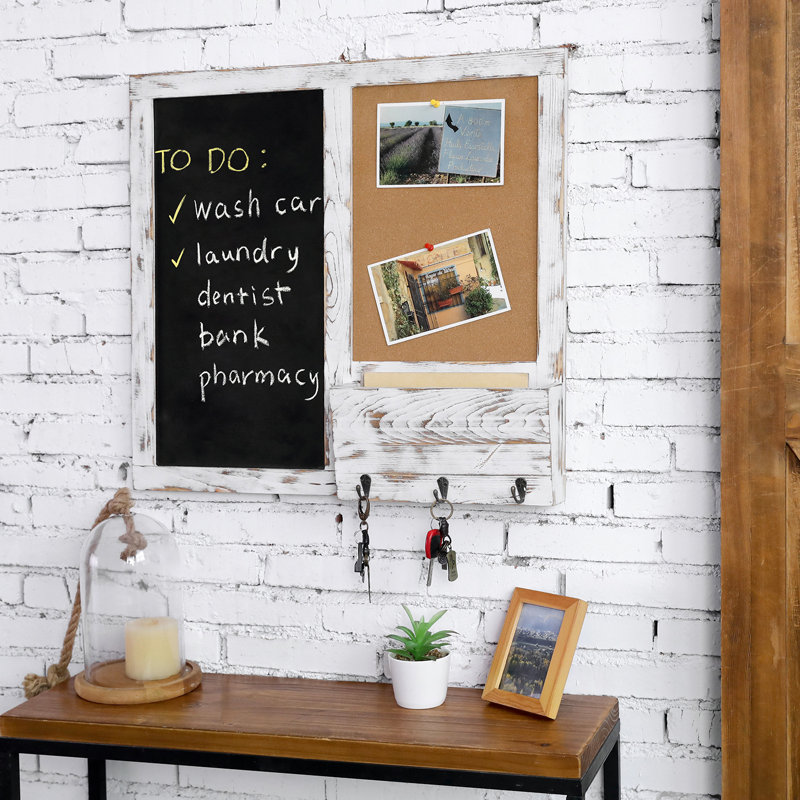Wall Mounted Wood Entryway Combo Board, White