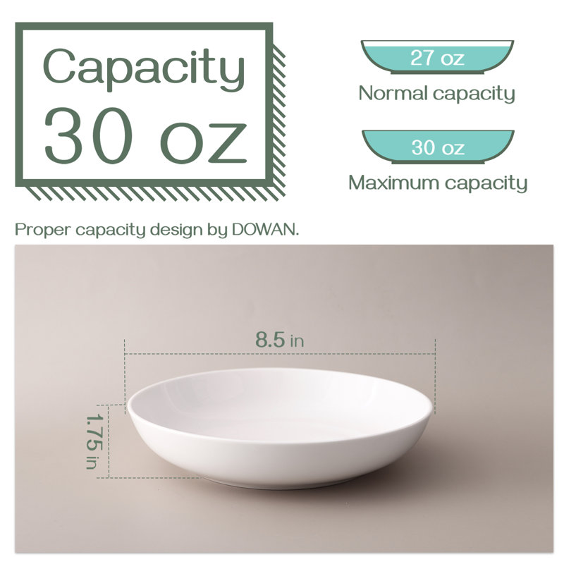  4-piece 8.5-inch White Ceramic Serving Bowl Set