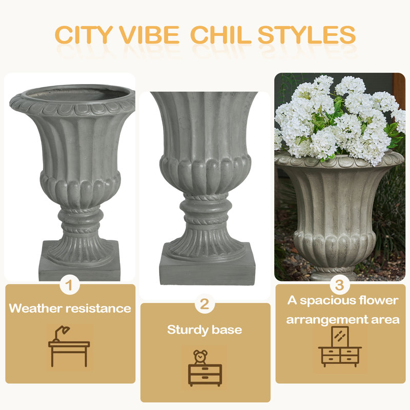 Pot de fleurs d'extérieur pour jardin, Gris