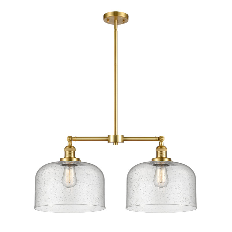Bell 12" - 2 Light 21" Island Light, Matte Black, Clear, No Bulb Included