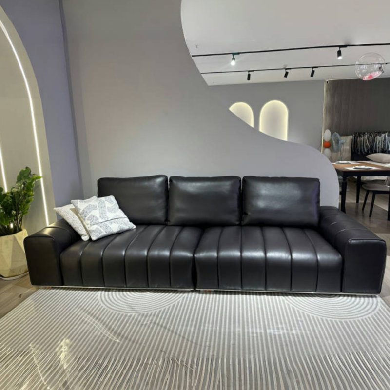 Piano-key Black Straight Sofa