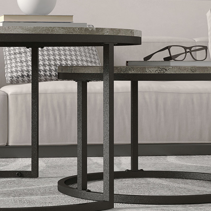 Cotten Frame Coffee Table, Faux Cement Grey