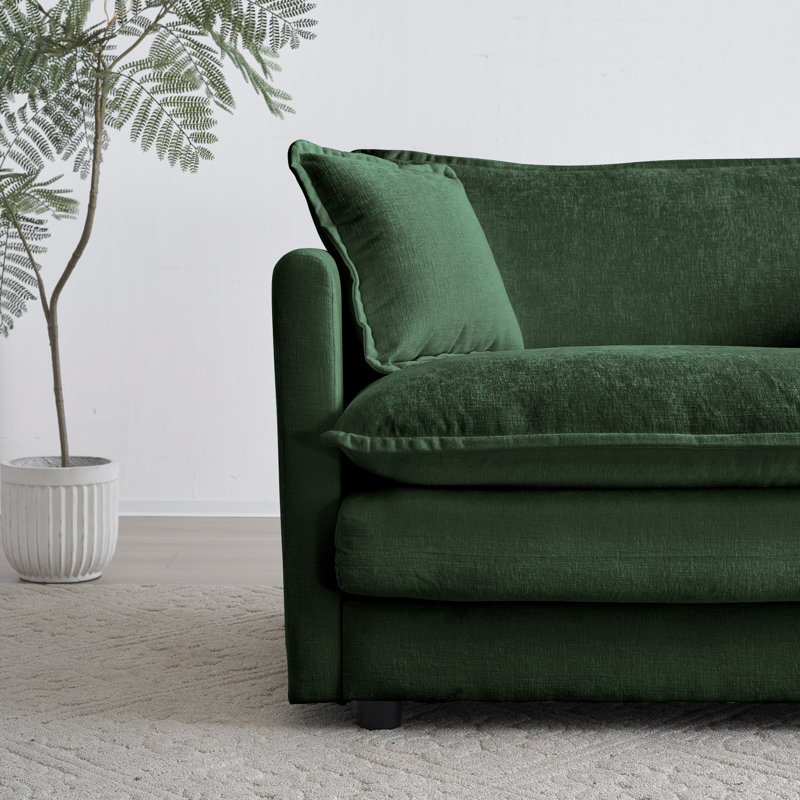 Modular Large U-Shape Sectional Sofa,Double Extra Ottomans, Green Chenille