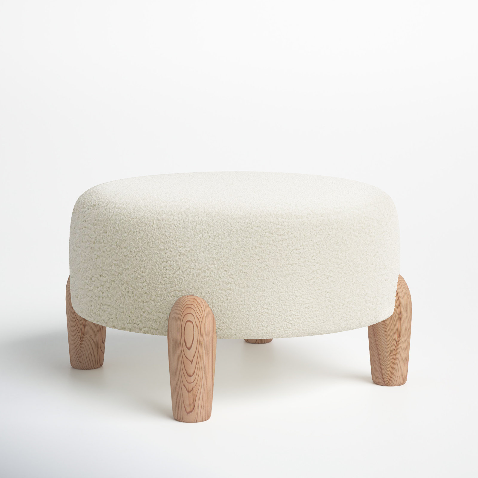 Geddes Upholstered Ottoman, Ivory Sherpa, Brown