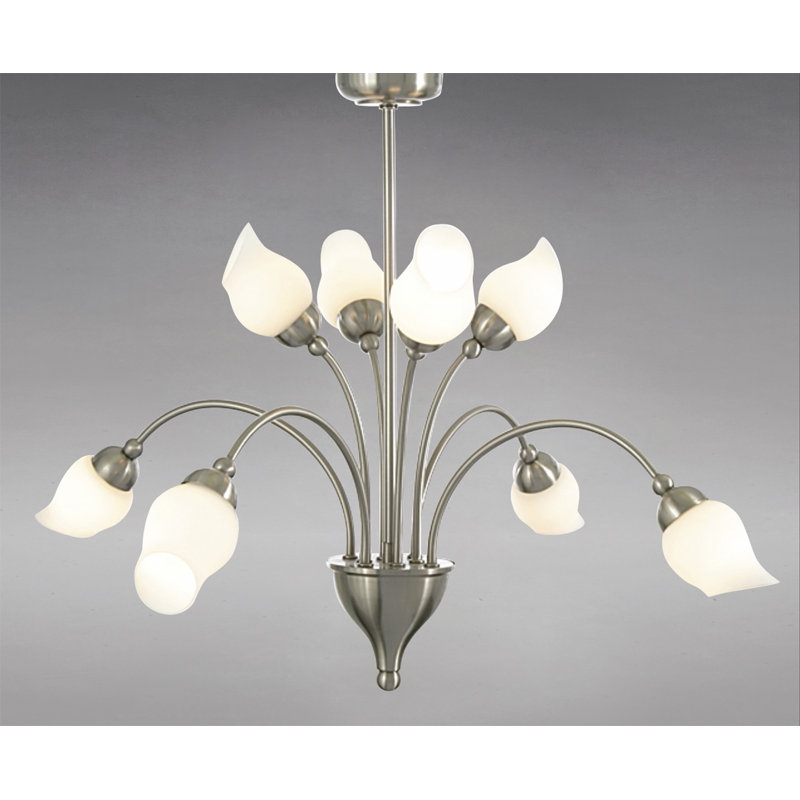 Kissinger 8 - Light Shaded Chandelier, Satin Chrome