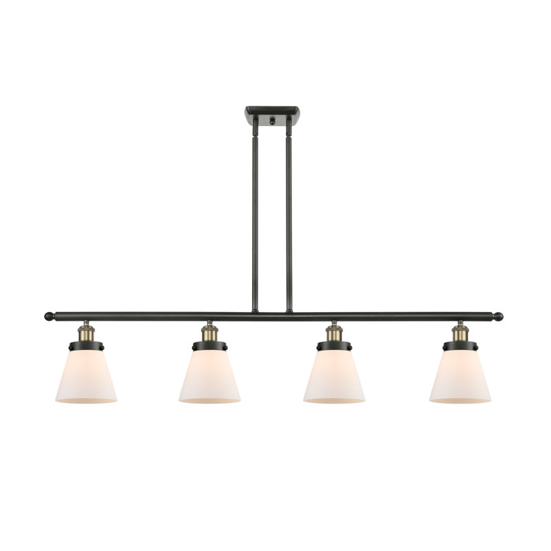 Wilmoth 4 - Light Kitchen Island Pendant, Matte White, No Bulb Included, Black Antique Brass