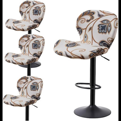 Printed Bar Stool Cover Set Of 2/4/6 Shell Back Adjustable Swivel Bar Stools Slipcover,Barstool Protector Covers For Dining Room Kitchen