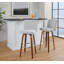 Tabourets de bar à hauteur fixe Huxley de 30 po avec pieds en bois courbé et repose-pieds rond-100169973-131561213