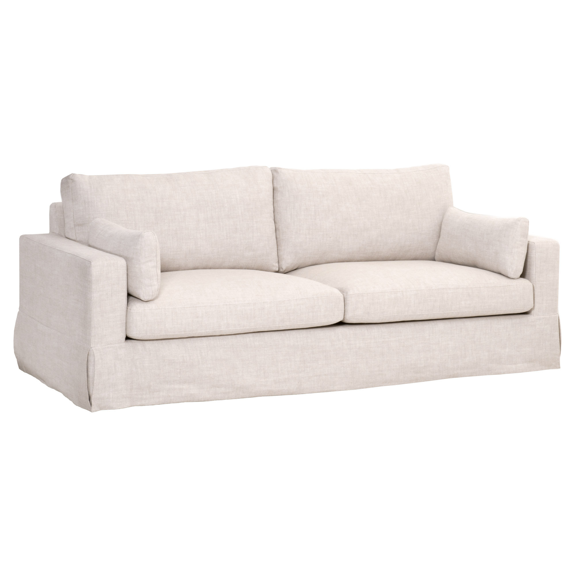 88.5 in. W Square Arm 3-Seats Linen Sofa with Removable Back, Seat CUS