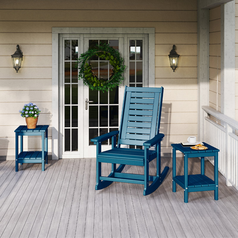 2-tier 14x13in HDPE Outdoor Adirondack Table, Blue
