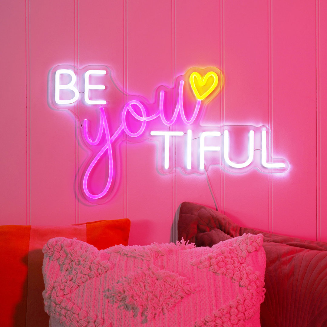 Signography Neon Collection Wall Sign with USB Be you tiful
