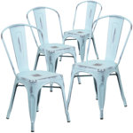 Dickens Distressed Metal Indoor-Outdoor Stackable Chair - Kitchen Furniture