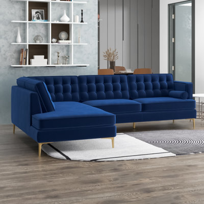 Velvet L-Shaped Sectional Left Hand Facing