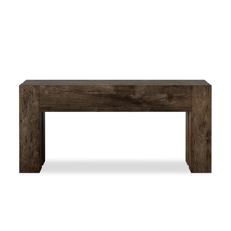 Console Trumann, Bois de chêne patiné rustique ébène, H 33 po x l 72 po x P 20,25 po