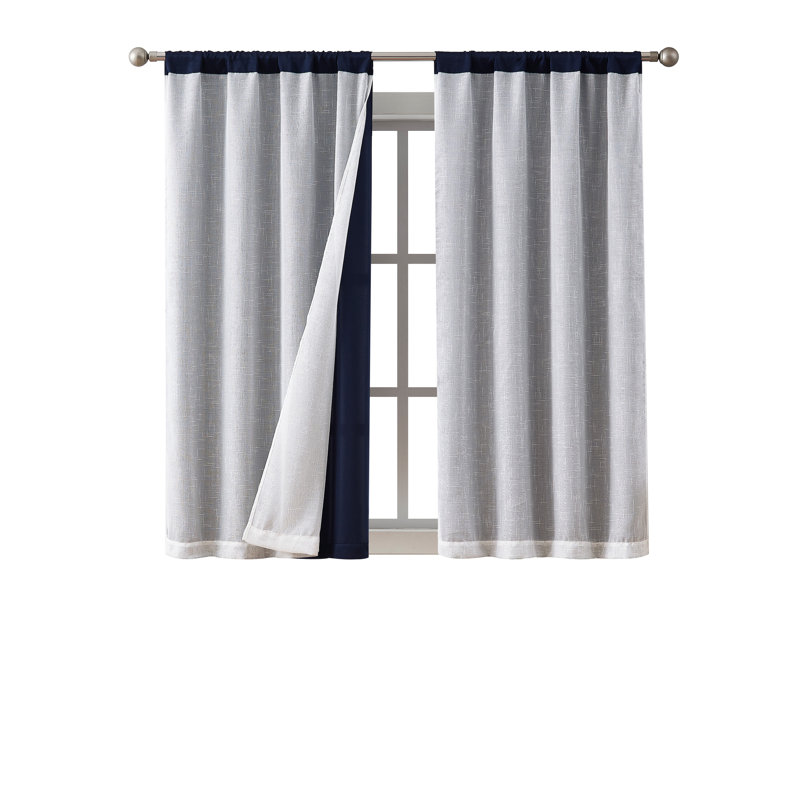 Rideau en polyester , L 38 po x L 63 po, Bleu marine