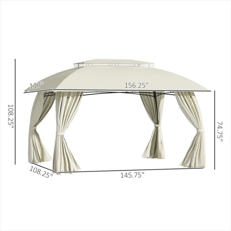 Abri de jardin en polyester 10 pi x 13 pi et beige chaud, combinant acier beige, acier beige et polyester