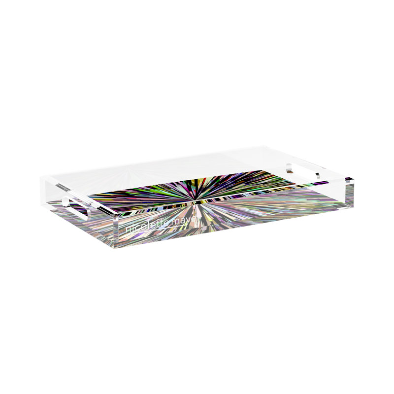 Fireworks Acrylic Rectangle Decorative Tray, Black, 2" H x 17" W x 10.5" D