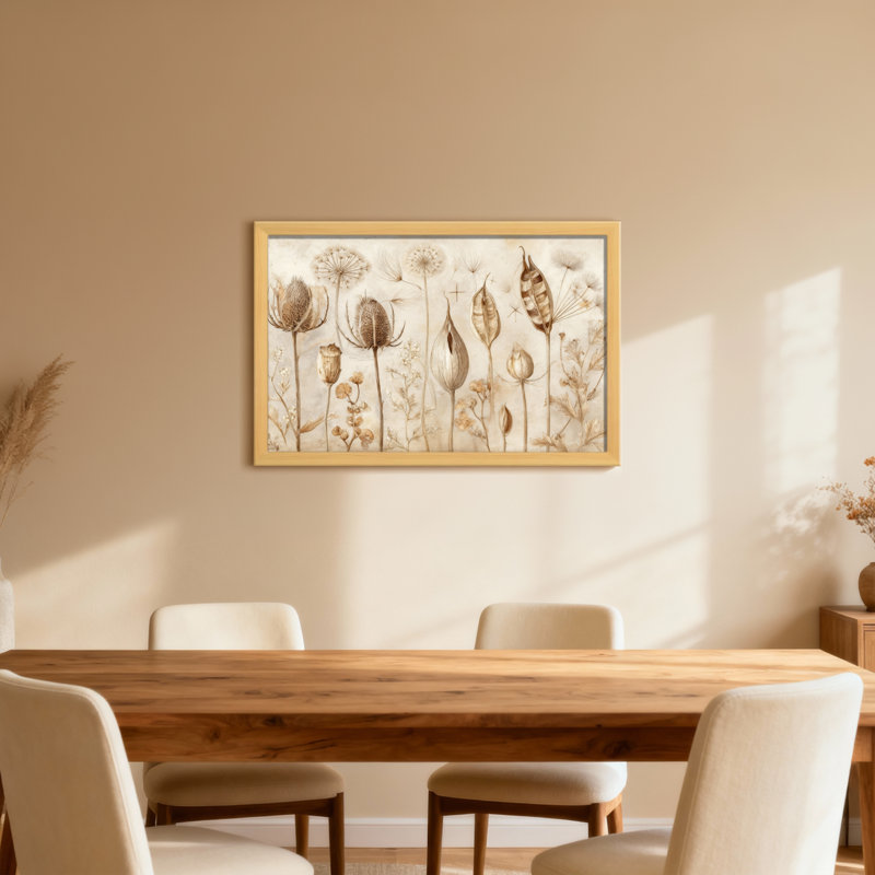 Motif de plantes et de fleurs séchées, H 20 po x l 30 po, Toile tendue, Ne s’applique pas