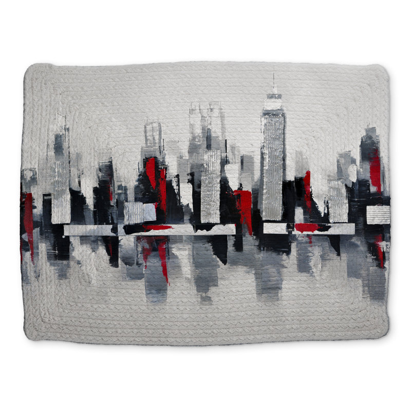 Napperon gris en polyester tressé Cityscape - Décoration intérieure moderne