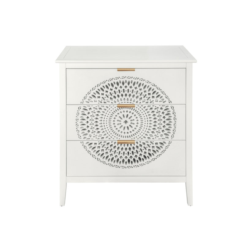 Huertas 31.5'' W 3 - Drawer Dresser, Beige
