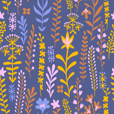 Floral Seamless Pattern - Wrapped Canvas Print