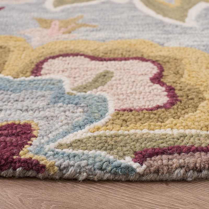 Blossom Hand Tufted Wool, Cotton Floral Indoor Rug, Round 6'