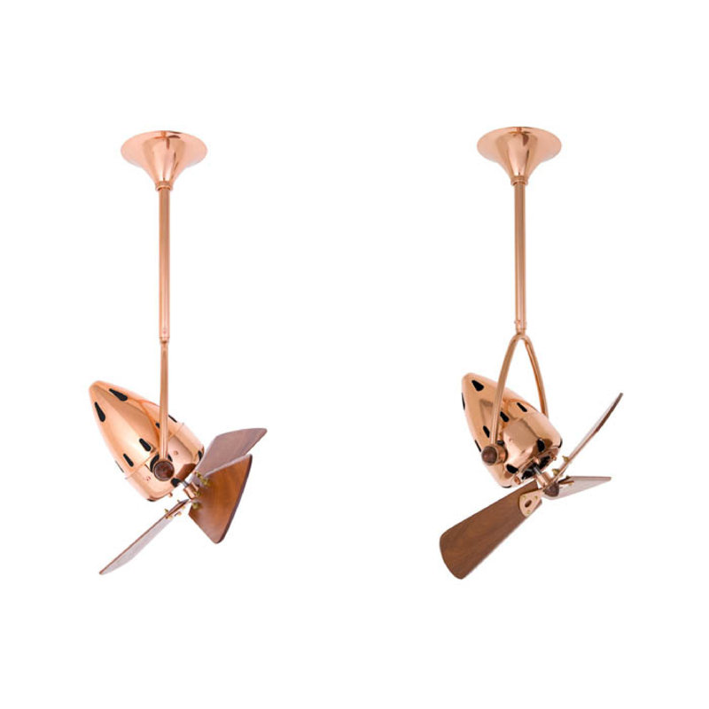 16" Jarold Directional 3 Blade Ceiling Fan, Polished Copper