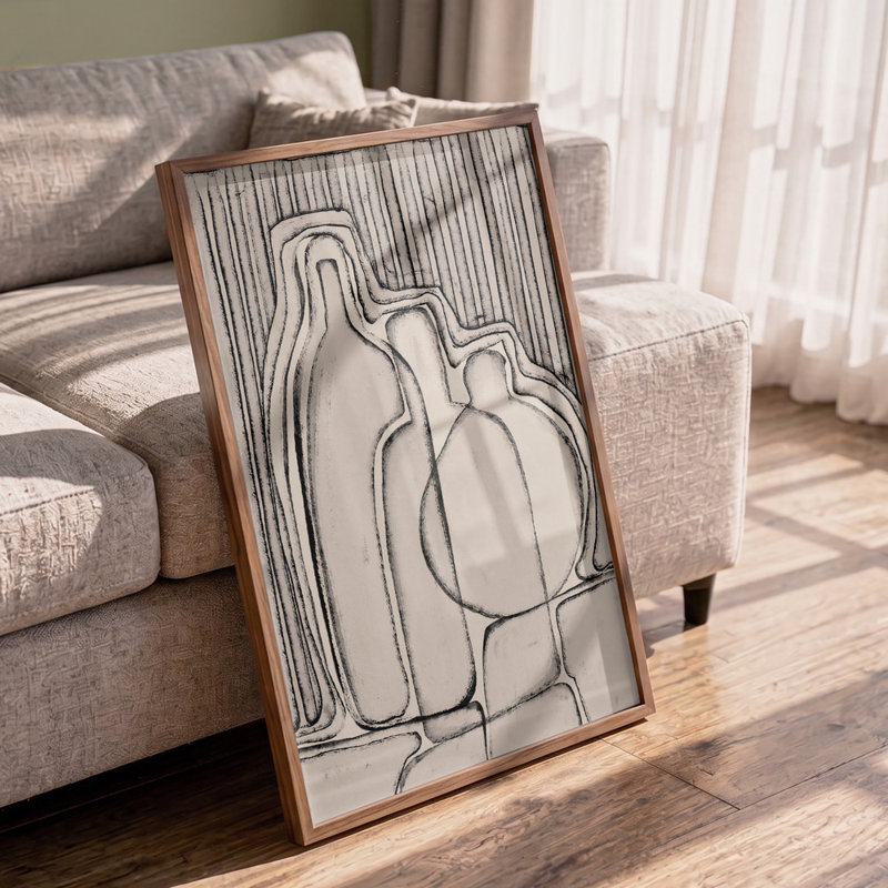 Abstract Bottle Shapes by Other Artist, Matted Framed Print, 40 × 60, White
