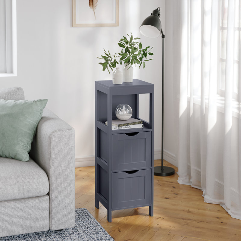 Bathroom Floor Cabinet, Bathroom Storage Organizer Rack Stand, Multifunctional Corner Unit, 2 Drawers, 35 Inches In Height
