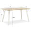 Table rectangulaire moderne avec structure blanche et brun clair, 6 sièges en chêne de style élégant, pieds en bois massif, plateau de table