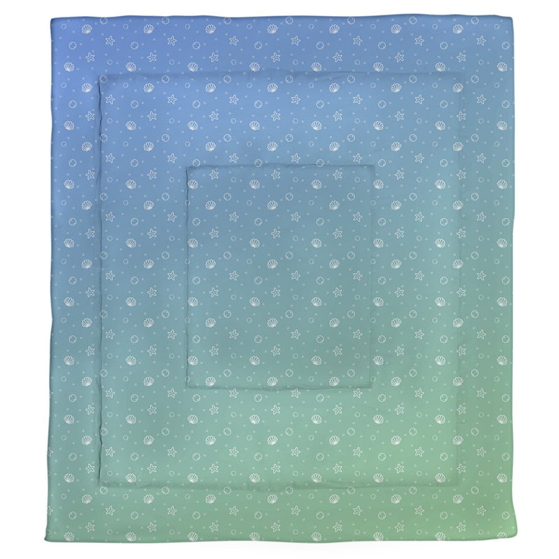 Édredon réversible simple Katelyn Elizabeth Seashell, Édredon simple TG, Vert / bleu