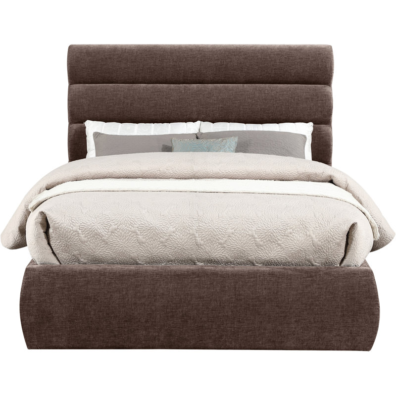 Lit en tissu Adam Chenille, Full, Tissu chenille brun