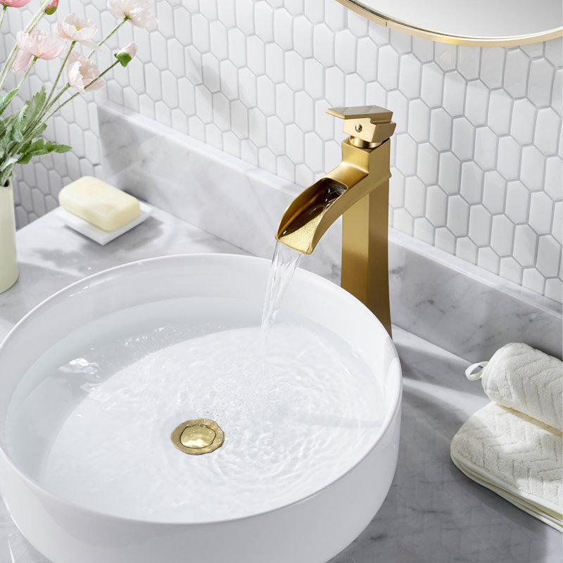 Robinet de salle de bain vasque avec bonde, Or brossé