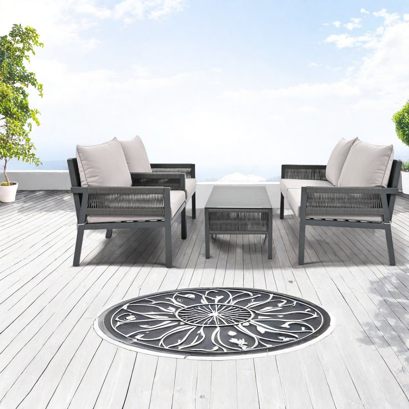 Ensembles de salle à manger en corde de qualité supérieure, design bohème moderne pour balcon dans la cour arrière
